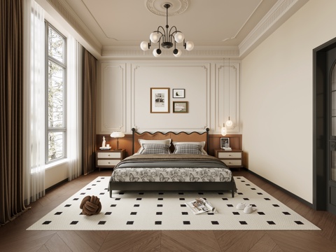 法式复古卧室 女儿房su模型