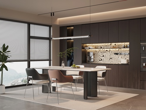 意式餐厅su模型