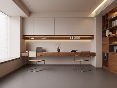 中古风书房su模型