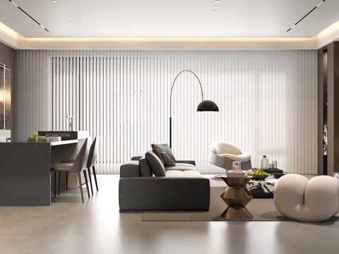  现代意式客餐厅 轻奢意式客餐厅 高级灰客餐厅 海派风客餐厅3d模型 