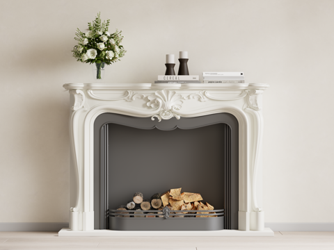 法式复古风壁炉su模型