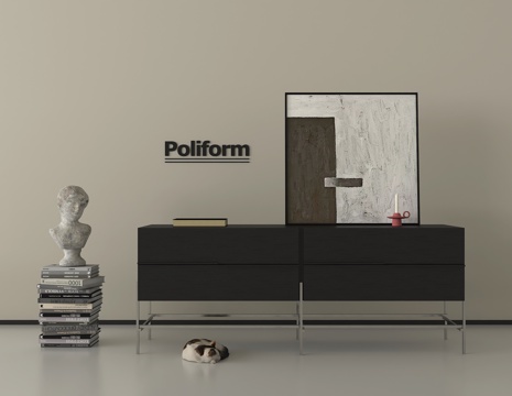 中古风玄关柜 边柜 装饰柜 矮柜 木材 挂画su模型