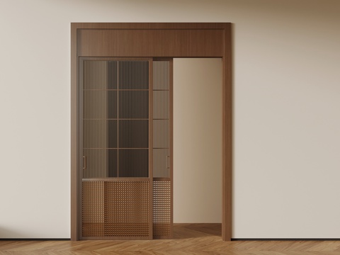 中古风推拉门su模型