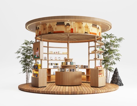 新中式集市文创店铺 活动外场集市 夜市su模型