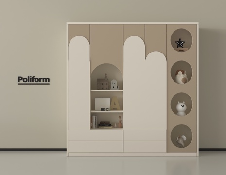 现代儿童衣柜 木材 高柜 书籍摆件su模型