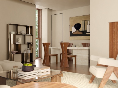 中古客餐厅 餐桌椅3d模型