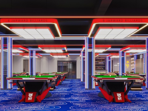  现代 台球厅 桌球厅3d模型 