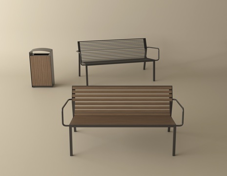  现代景观座椅 长条形座椅 户外休闲椅 公园长椅3d模型 