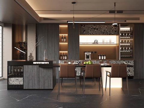  现代餐厅3d模型 