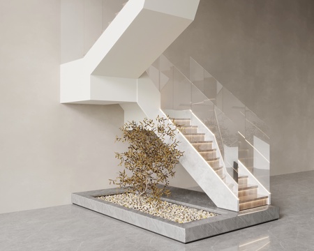 现代楼梯 景观su模型