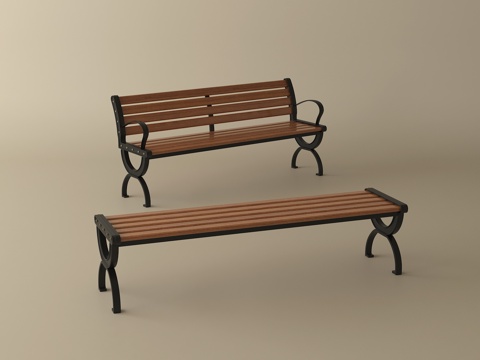 现代景观座椅 长条形座椅 户外休闲椅 公园长椅su模型