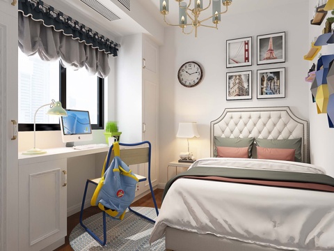  美式儿童房 轻奢儿童房3d模型 