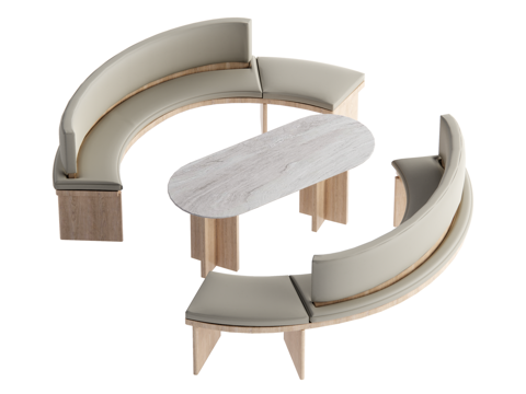 现代原木风休闲椅 办公室休息区 多人沙发 休闲沙发su模型