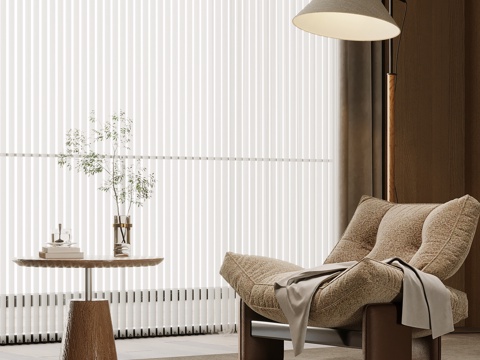 侘寂风休闲椅 边几 落地灯su模型