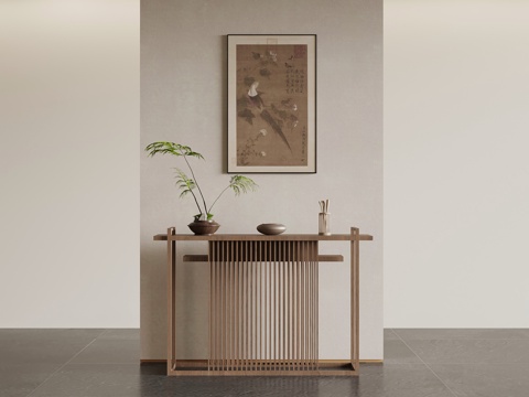 新中式端景台 端景柜su模型