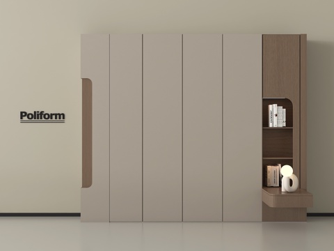 现代儿童衣柜 木材 高柜 书籍摆件su模型