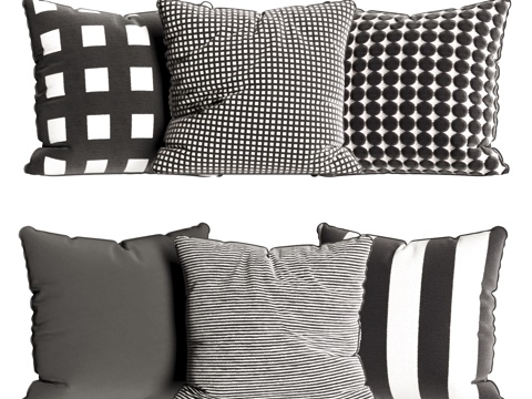  黑白风抱枕 包豪斯抱枕3d模型 