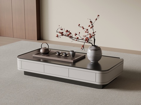 新中式茶几su模型