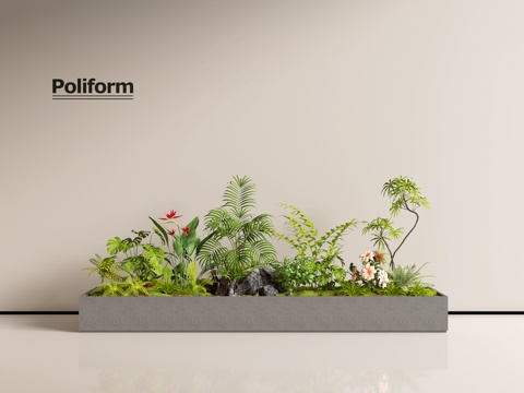 现代组团小景 景观植物堆 公园小景组合 庭院小景植物组团su模型