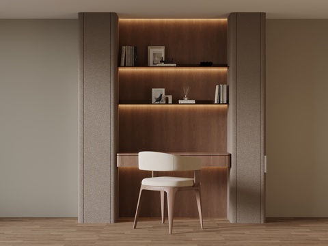 中古风书桌椅 书柜su模型