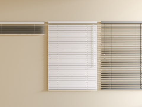 百叶帘 办公黑色百叶帘 窗帘 卷帘su模型