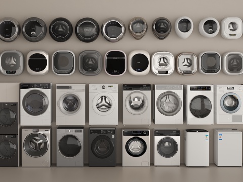  现代洗衣机su模型 