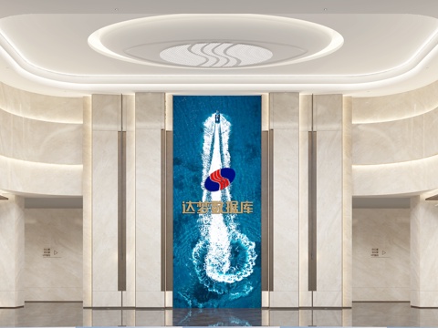  办公大堂、写字楼大堂、售楼处大堂、办公室前台3d模型 