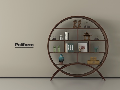 新中式博古架 实木收纳柜 置物架 摆件su模型