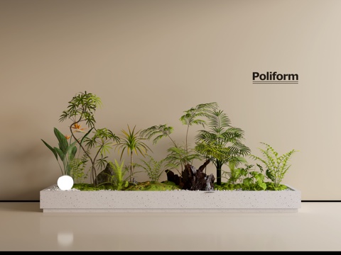 现代组团小景模型  景观植物堆 公园小景组合 庭院小景植物组su模型