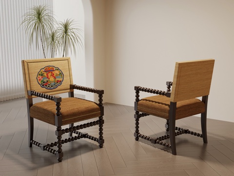 新中式餐椅 单椅 椅子su模型