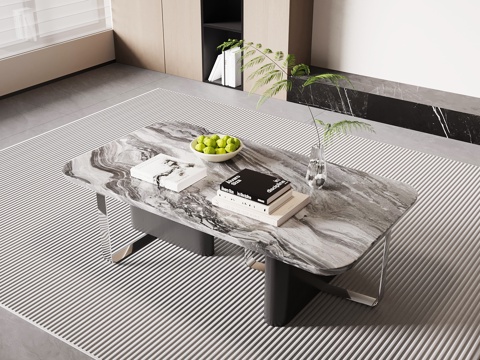 现代意式茶几 大理石茶几su模型