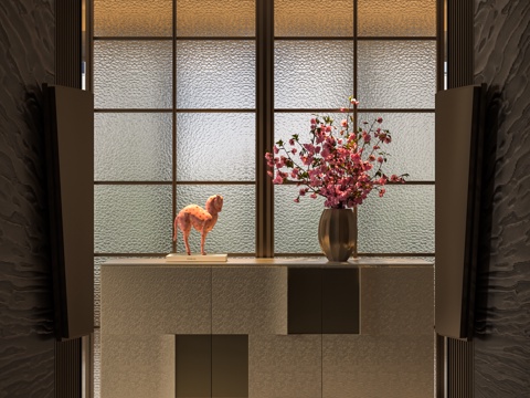 现代轻奢玄关柜 边柜 玄关摆件su模型