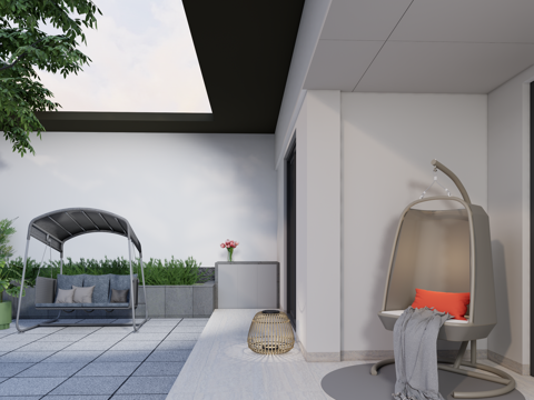 现代户外吊椅秋千 三人秋千 双人秋千 单人吊椅 竹编氛围灯su模型