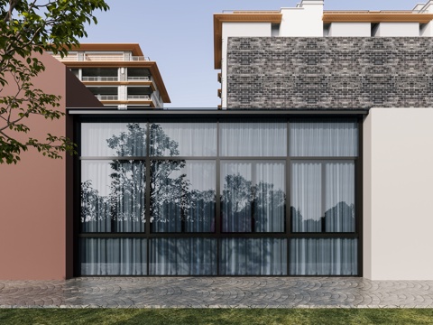  现代阳台花园3d模型 