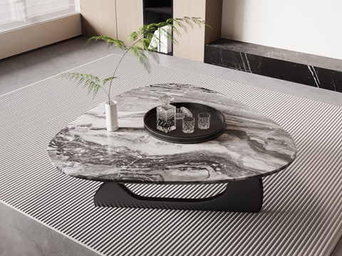 现代意式茶几 大理石茶几su模型