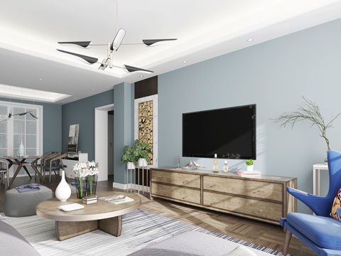  北欧现代客餐厅 现代沙发 北欧沙发 北欧客餐厅3d模型 