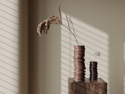 中古风花瓶 花卉 花艺 绿植su模型