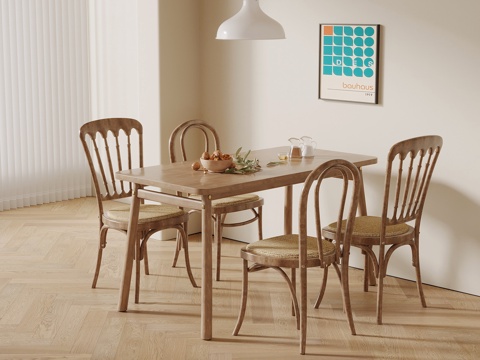 北欧风餐桌椅su模型