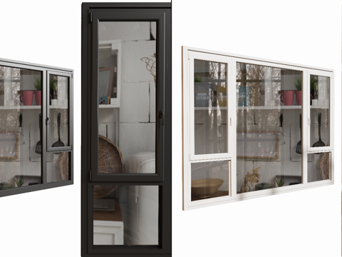 现代写实门窗户su模型