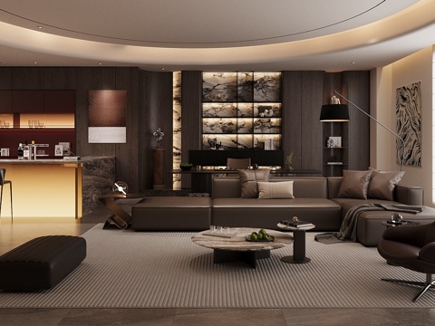 现代意式客餐厅 轻奢意式客餐厅 高级灰客餐厅 海派风客餐厅su模型