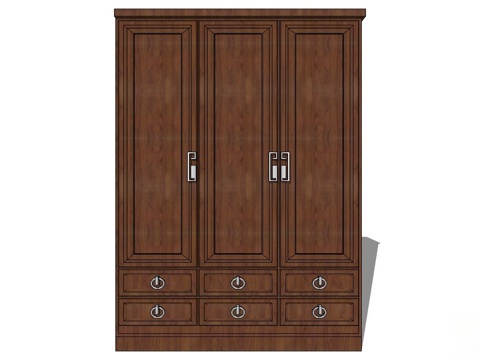 实木衣柜 衣柜 造型衣柜 全屋定制 新中式衣柜 开门衣柜su模型