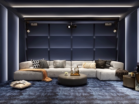  现代奢华娱乐影音室电影3d模型 