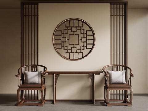 新中式圈椅 隔断su模型