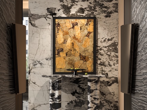 现代轻奢玄关台su模型