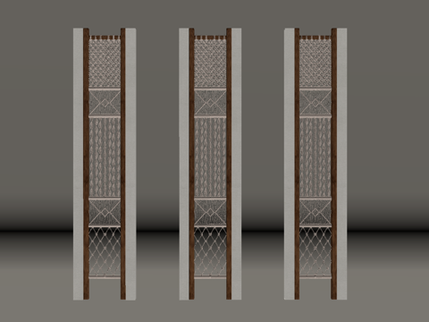 中古风隔断 麻绳su模型