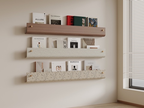 现代中古风书架 置物架su模型