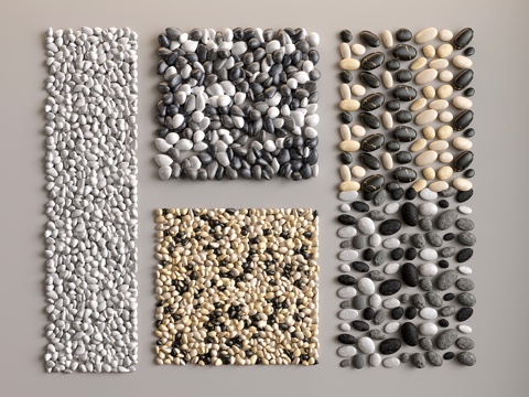  现代鹅卵石 碎石 石头 石子3d模型 