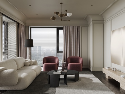  法式客餐厅3d模型 