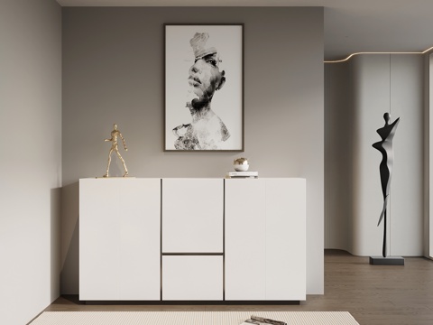 现代意式玄关柜 边柜 挂画su模型