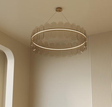 现代奶油风吊灯 客厅吊灯su模型